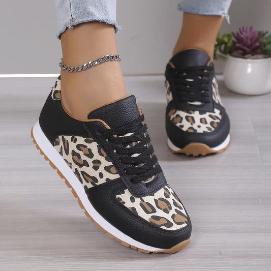 Leopard Print Lace-Up Shoes