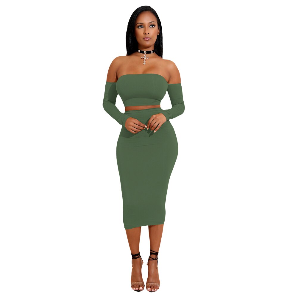 Backless Crop Top Bodycon Pencil Skirt Set