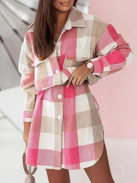 Long Plaid Thick Long Coat - Hey Love Boutique