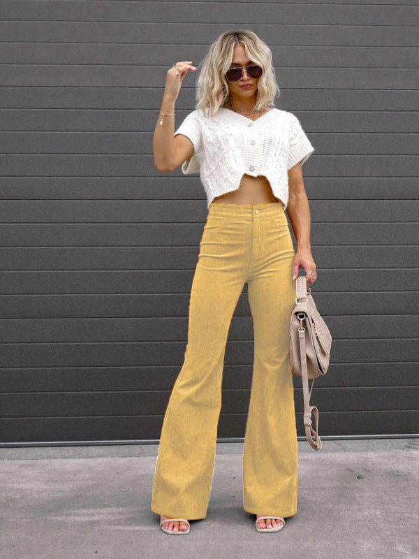 High Waist Slim Flared Pants