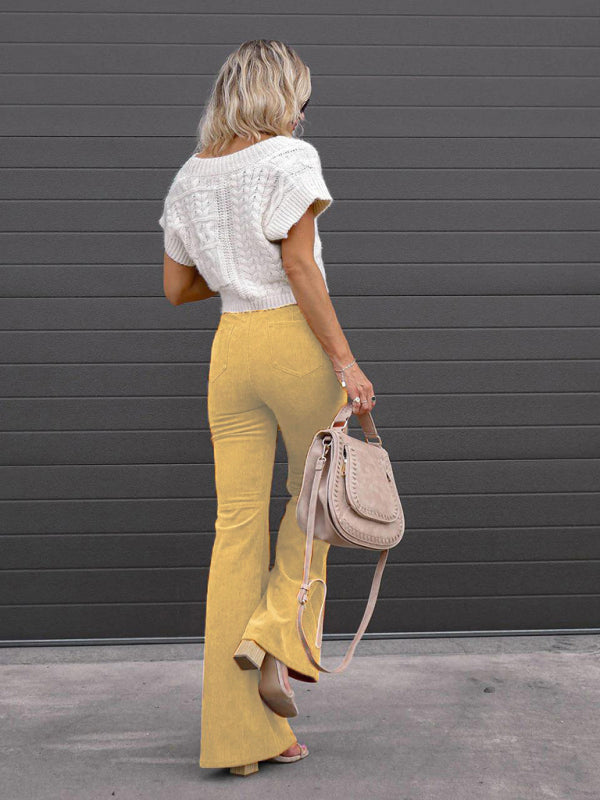 High Waist Slim Flared Pants