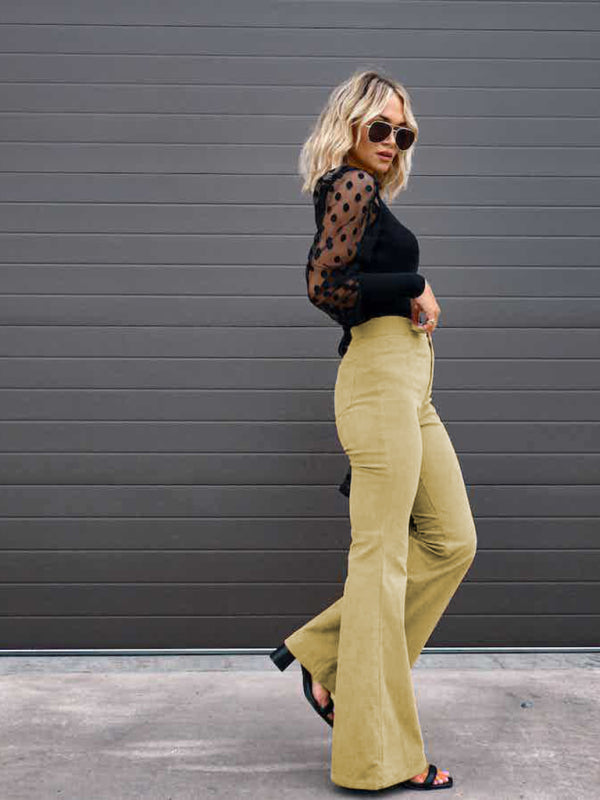 High Waist Slim Flared Pants