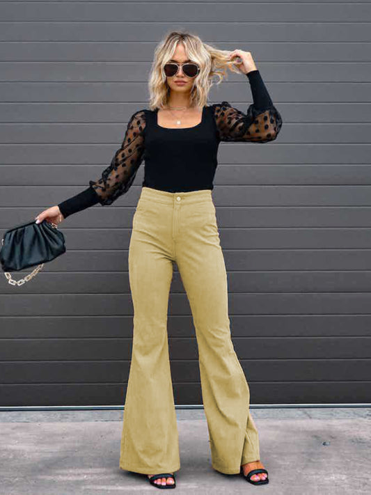 High Waist Slim Flared Pants