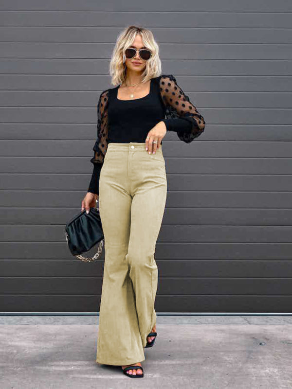 High Waist Slim Flared Pants