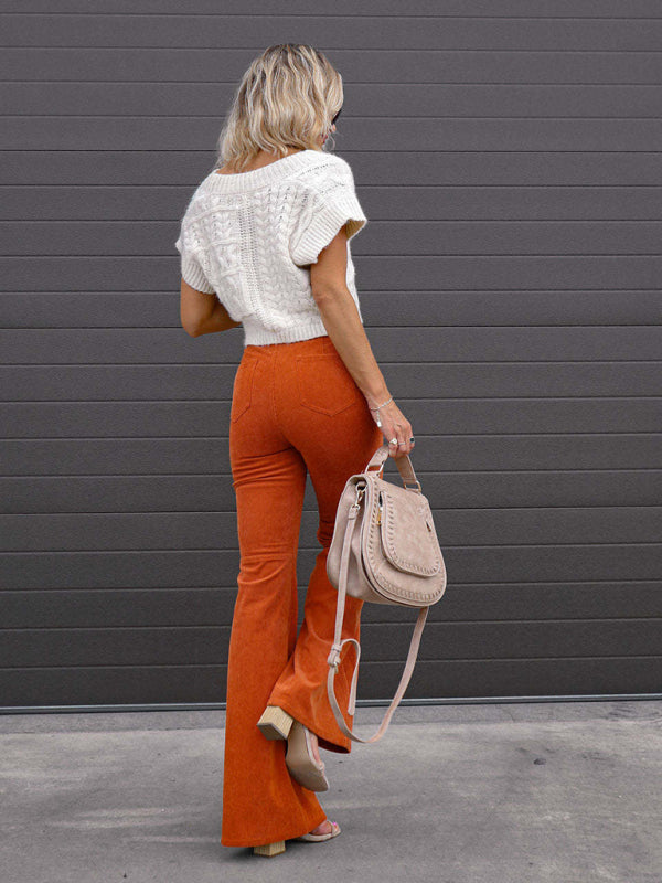 High Waist Slim Flared Pants