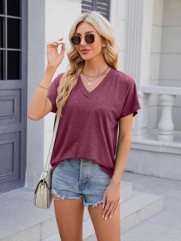 Casual V-Neck Short-Sleeved T-shirt