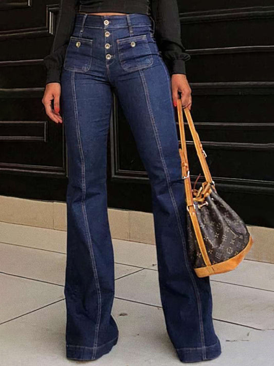 Stretch High Waist Flared Jeans