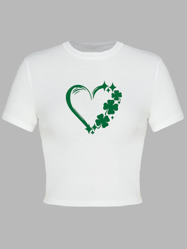 St. Patrick's Day Green Leaf Print T-Shirt