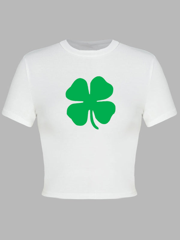 St. Patrick's Day Green Leaf Print T-Shirt