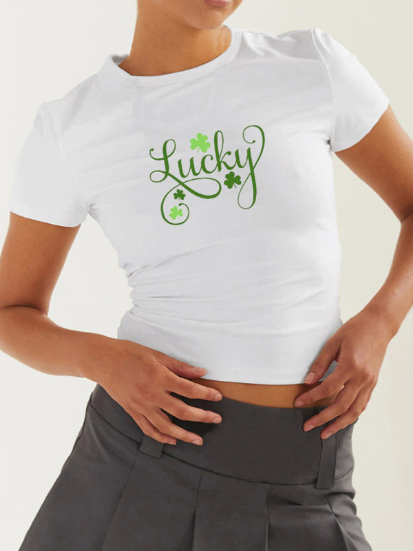 St. Patrick's Day Green Leaf Print T-Shirt