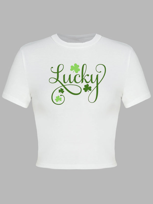 St. Patrick's Day Green Leaf Print T-Shirt