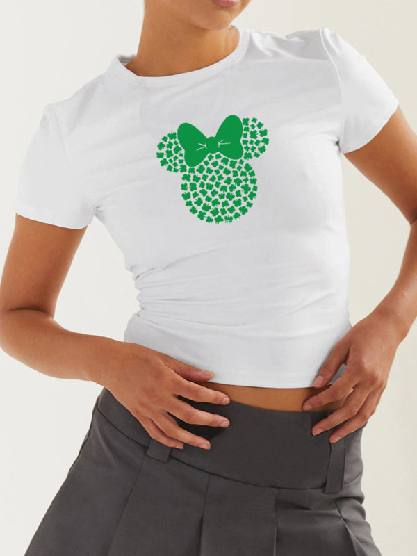 St. Patrick's Day Green Leaf Print T-Shirt