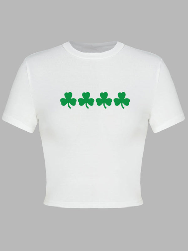 St. Patrick's Day Green Leaf Print T-Shirt