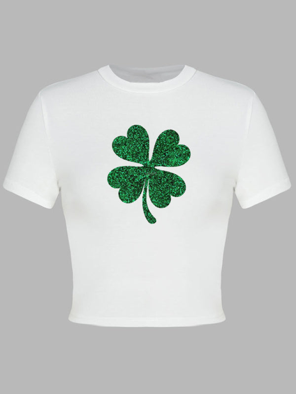 St. Patrick's Day Green Leaf Print T-Shirt