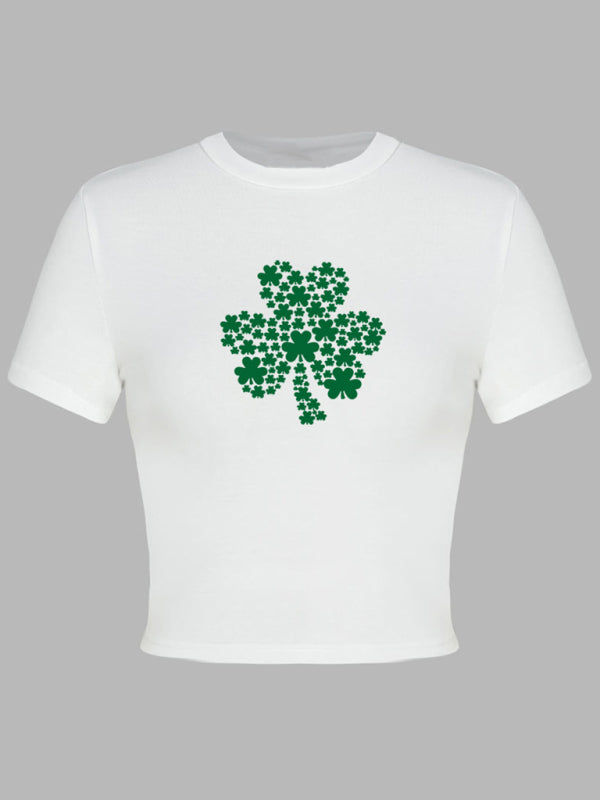 St. Patrick's Day Green Leaf Print T-Shirt