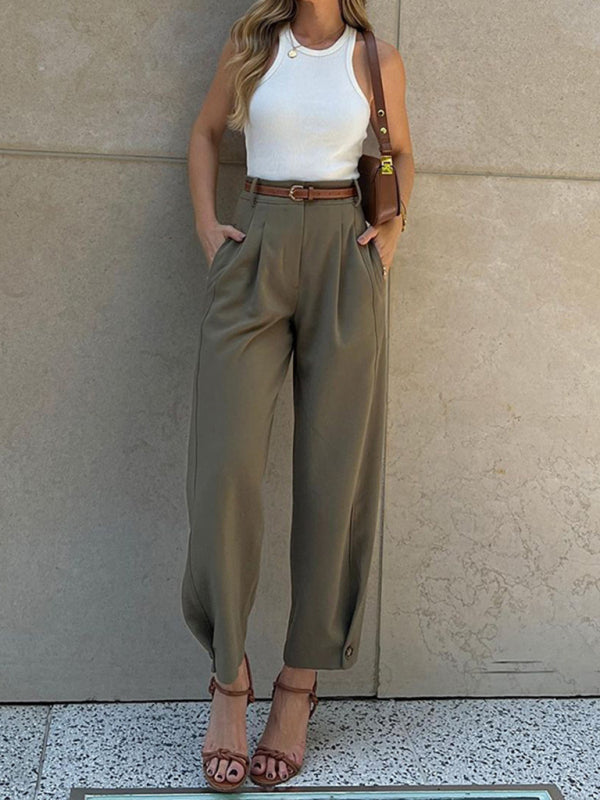 Loose High Waist Nine-Point Suit Pants