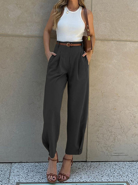 Loose High Waist Nine-Point Suit Pants