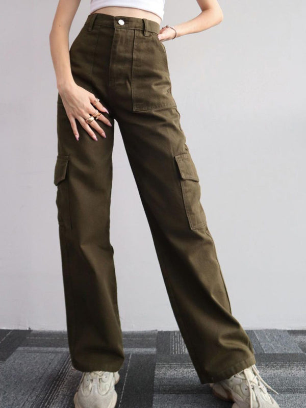 Mid-Rise Three-Dimensional Pocket Pants