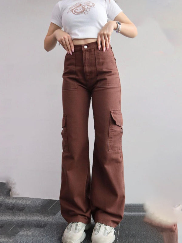 Mid-Rise Three-Dimensional Pocket Pants