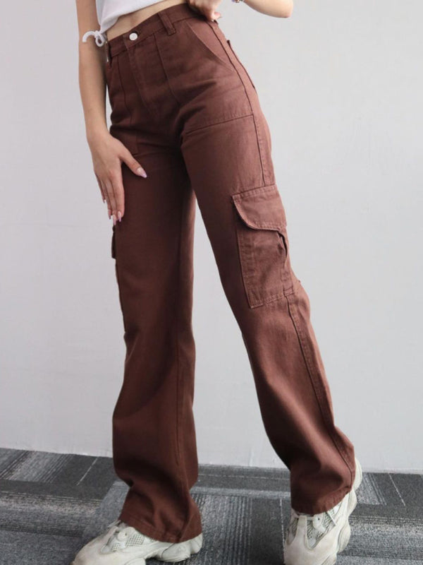 Mid-Rise Three-Dimensional Pocket Pants