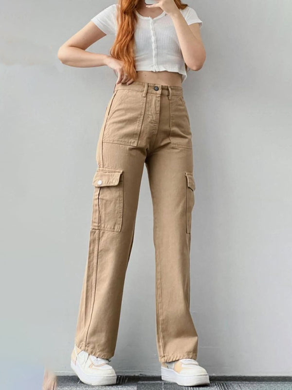 Mid-Rise Three-Dimensional Pocket Pants