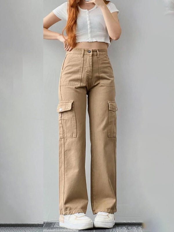 Mid-Rise Three-Dimensional Pocket Pants