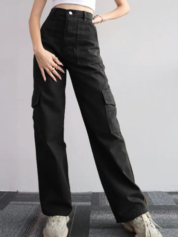 Mid-Rise Three-Dimensional Pocket Pants