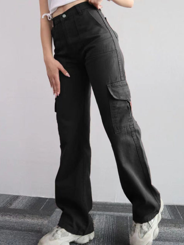 Mid-Rise Three-Dimensional Pocket Pants