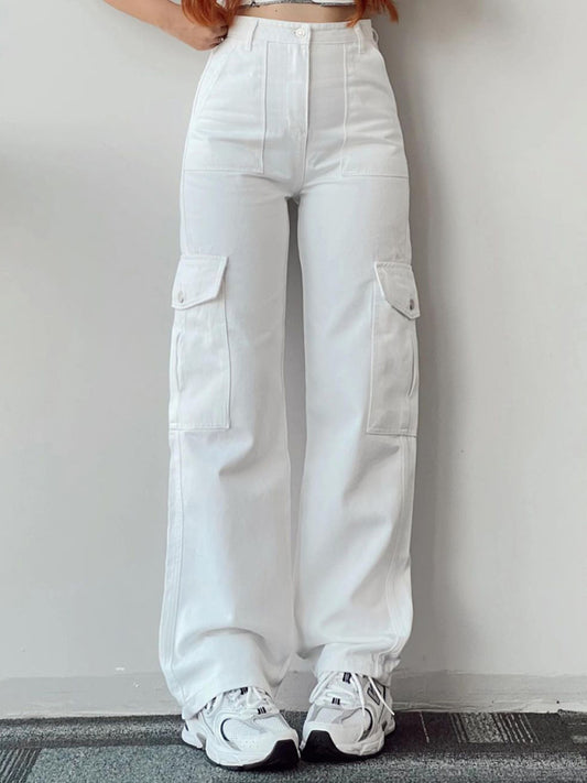 Mid-Rise Three-Dimensional Pocket Pants