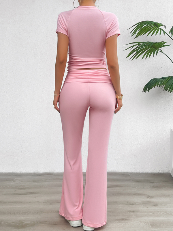 Slim Fit Short Sleeve Long Pants Suit