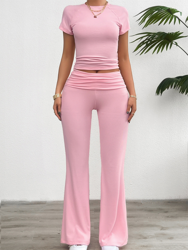 Slim Fit Short Sleeve Long Pants Suit