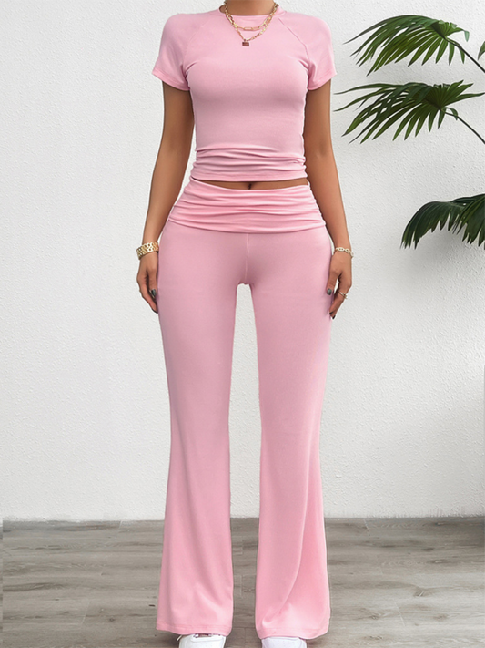 Slim Fit Short Sleeve Long Pants Suit