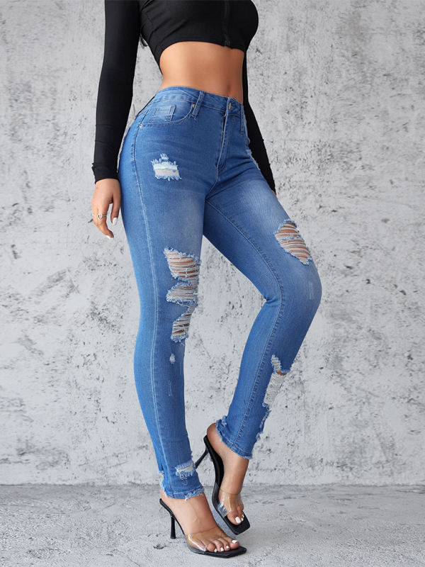 Ripped Hip Lift Skinny Jeans