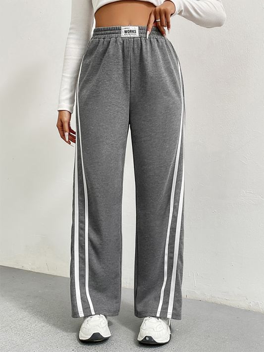 Striped Stitching Wide Leg Pants