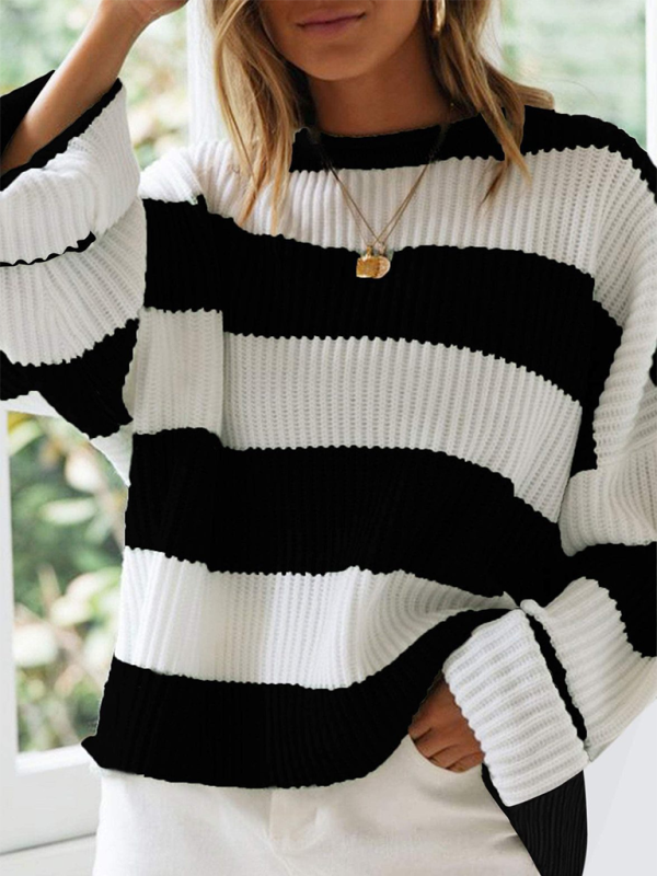 Striped Knit Flare Sleeve Sweater