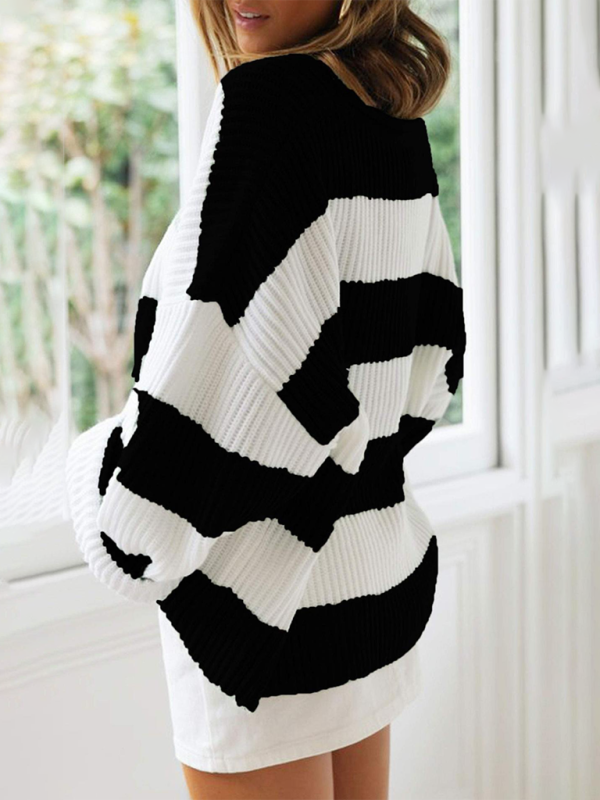 Striped Knit Flare Sleeve Sweater