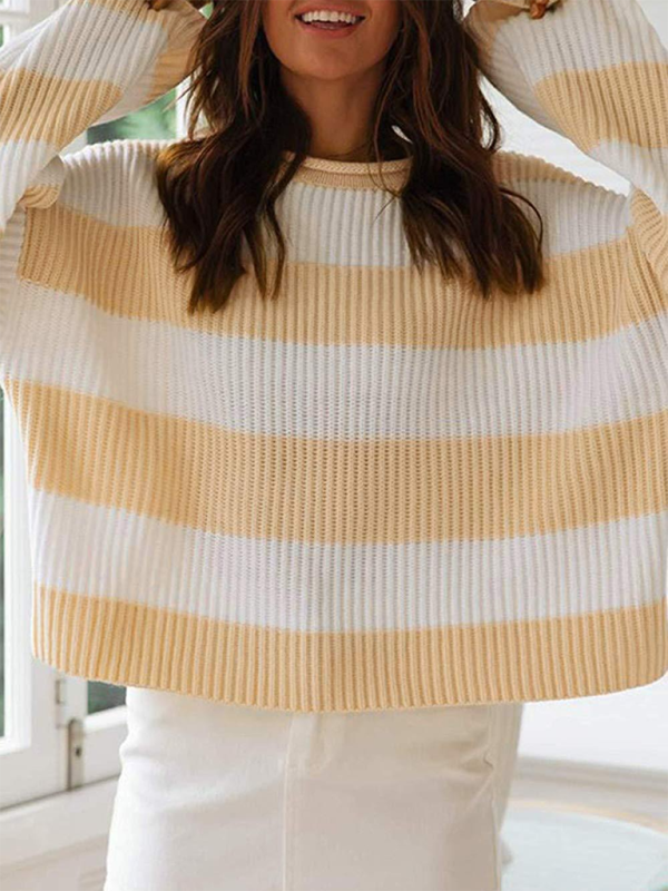 Striped Knit Flare Sleeve Sweater