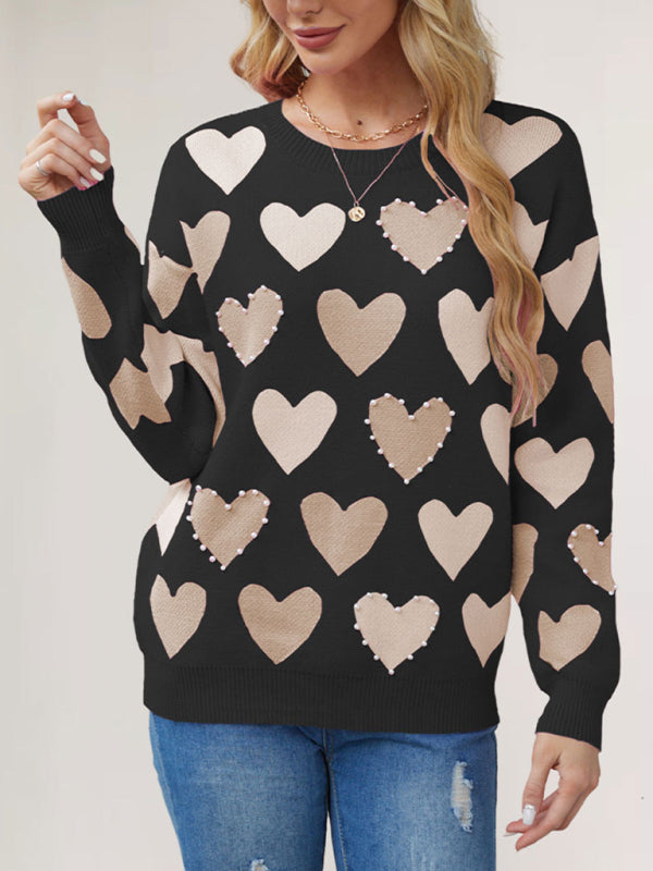 Valentine's Day Love Peach Pullover Knitted Sweater