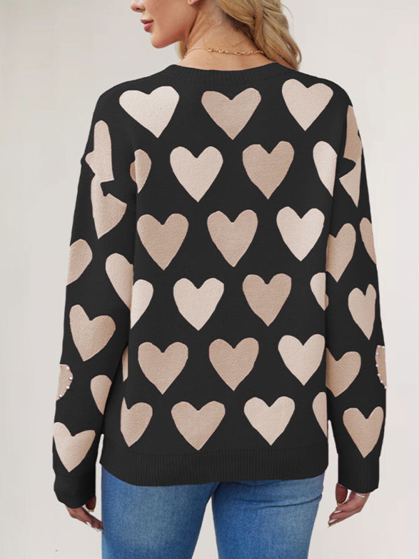 Valentine's Day Love Peach Pullover Knitted Sweater