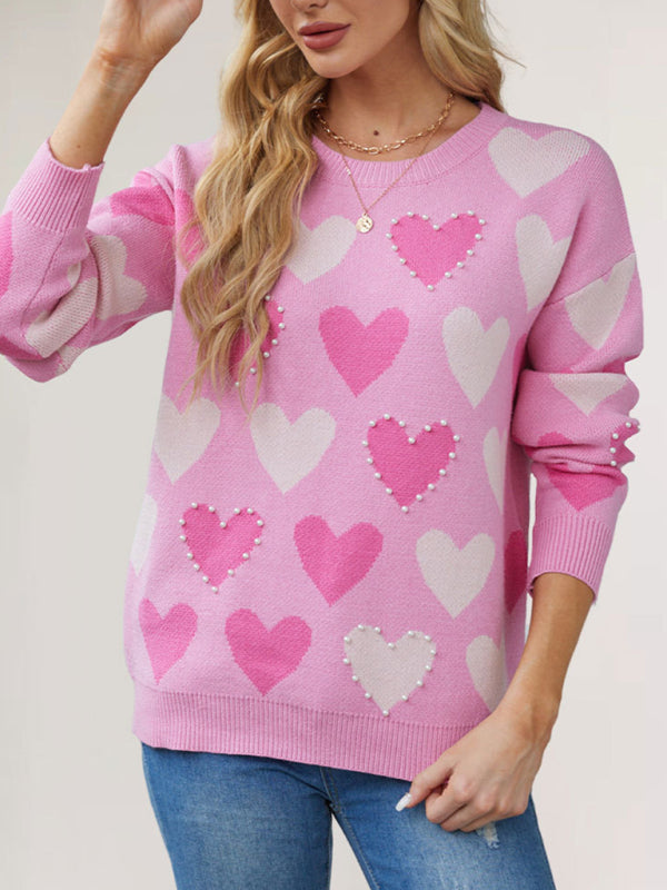 Valentine's Day Love Peach Pullover Knitted Sweater