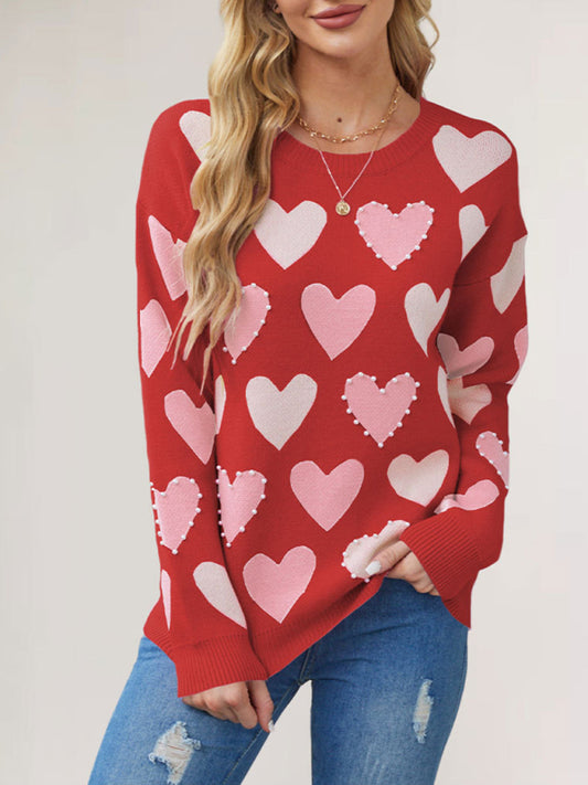 Valentine's Day Love Peach Pullover Knitted Sweater