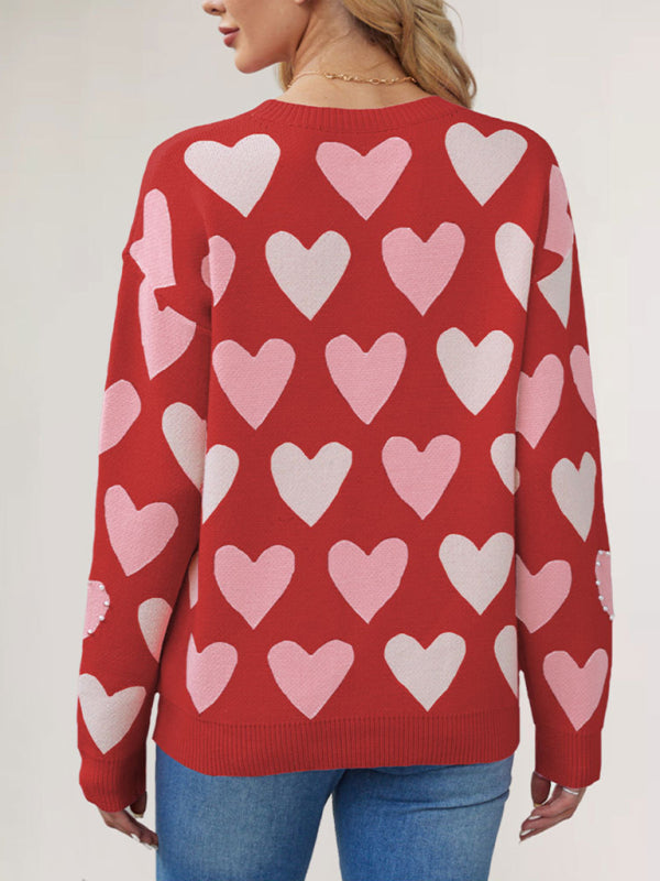 Valentine's Day Love Peach Pullover Knitted Sweater