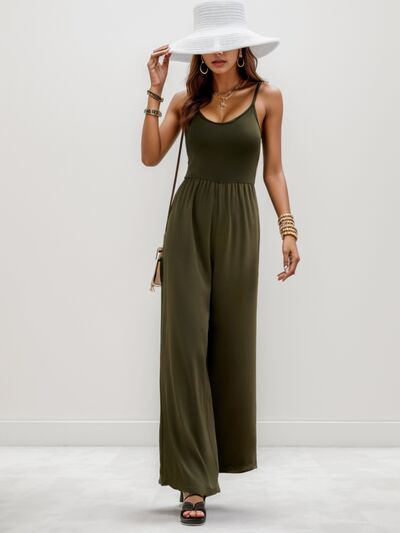 Spaghetti Strap Wide Leg Jumpsuit