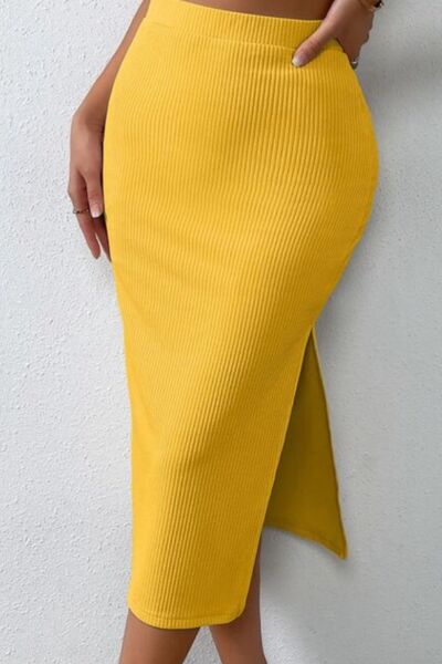 Ribbed Round Neck Tank and Slit Skirt Sweater Set - Hey Love Boutique