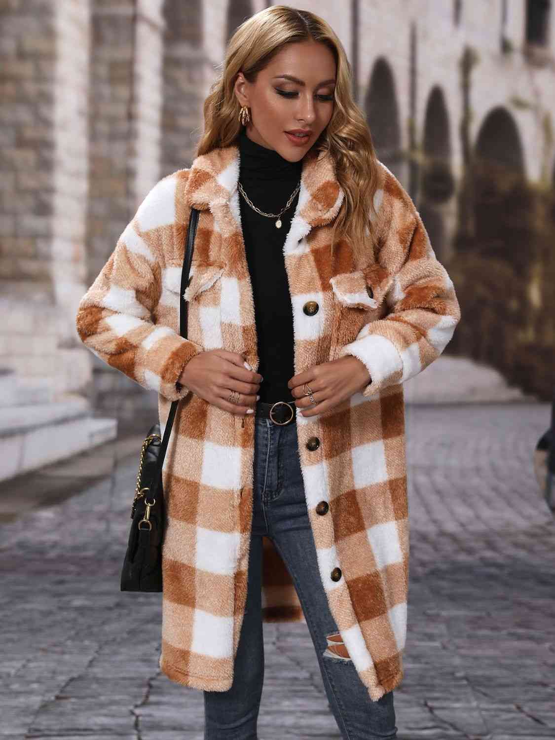 Plaid Button Down Coat