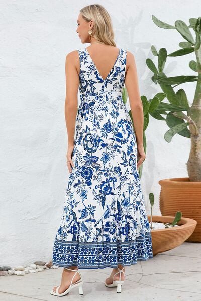 Printed V-Neck Wide Strap Dress - Hey Love Boutique