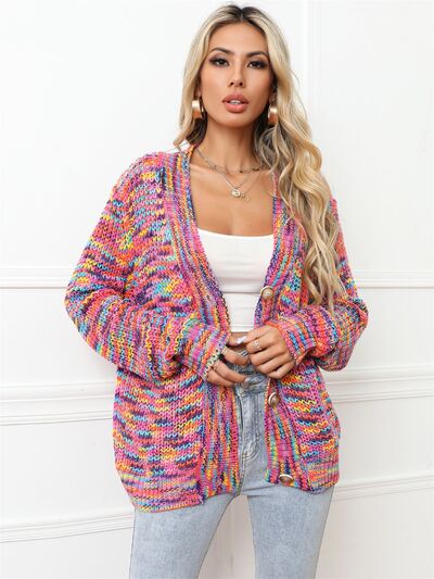 Button Up Dropped Shoulder Cardigan - Hey Love Boutique