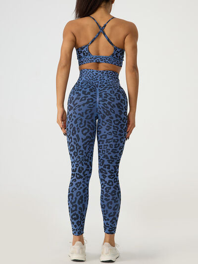 Leopard Crisscross Top and Leggings Active Set - Hey Love Boutique