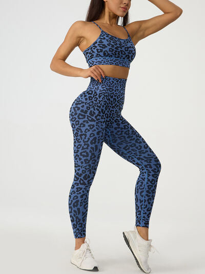 Leopard Crisscross Top and Leggings Active Set - Hey Love Boutique