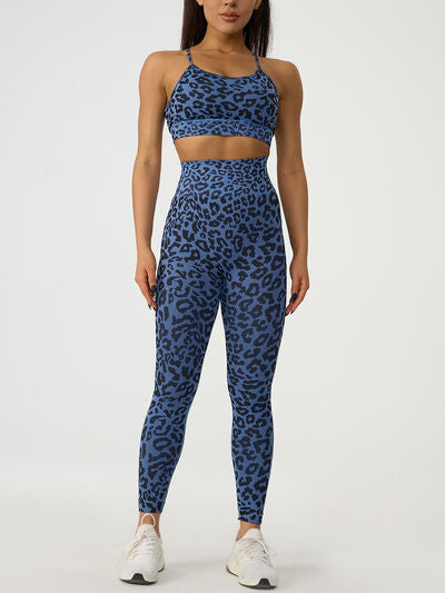 Leopard Crisscross Top and Leggings Active Set - Hey Love Boutique